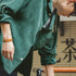 Premium Men's Retro Long Sleeve Shirt – Solid Color Loose Fit with Lapel, Pocket & Embroidery